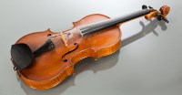Lot 318 - FRENCH VIOLIN with curled 14-inch two piece...