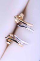 Lot 1920 - PAIR OF BI-COLOUR DIAMOND SET EARRINGS each...