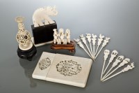 Lot 44 - CHINESE IVORY CARD CASE AND OTHER IVORY ITEMS...