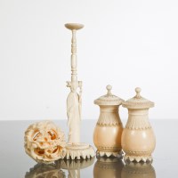 Lot 56 - EARLY 20TH CENTURY IVORY SALT AND PEPPER of...