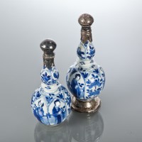 Lot 59 - PAIR OF CHINESE BLUE AND WHITE SILVER MOUTED...