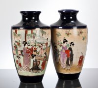 Lot 117 - PAIR JAPANESE SATSUMA VASES of balluster form...