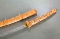 Lot 158 - JAPANESE IVORY KATANA with figural detailing,...