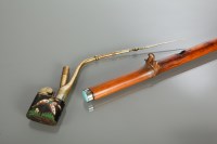 Lot 159 - LARGE CHINESE WOOD OPIUM PIPE 57.5cm long;...