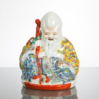 Lot 162 - CHINESE CERAMIC POLYCHROME SHAO LAO the seated...