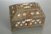 Lot 187 - EASTERN STONE SET CASKET with pointed top and...