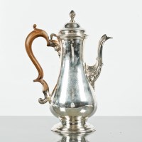 Lot 37 - GEORGE III SILVER COFFEE POT of baluster form,...