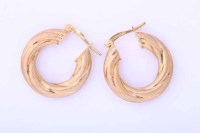 Lot 1942 - PAIR OF NINE CARAT GOLD HOOP EARRINGS of...