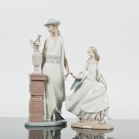 Lot 111 - TWO LLADRO FIGURES OF FEMALES one standing...