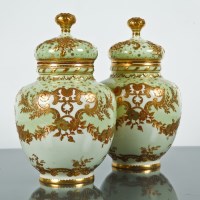 Lot 114 - PAIR OF ROYAL CROWN DERBY VASES AND COVERS...