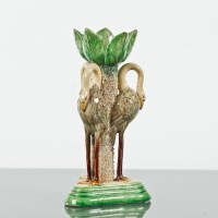 Lot 120 - EARLY 20TH CENTURY PORTUGUESE MAJOLICA STEM...