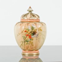 Lot 144 - ROYAL WORCESTER BLUSH IVORY PORCELAIN POT...