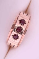 Lot 1949 - NINE CARAT GOLD VICTORIAN STYLE GARNET RING...