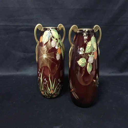 Lot 23 - PAIR OF CARLTON WARE 'ROUGE ROYALE' VASES...
