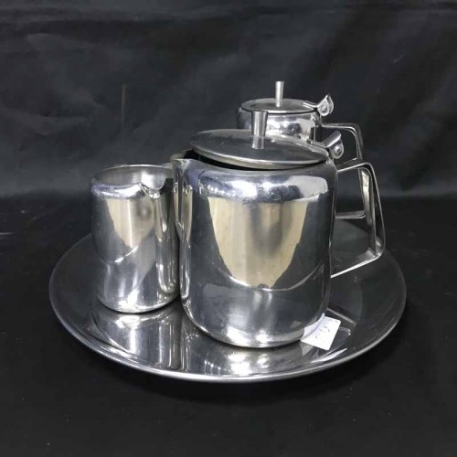 Lot 51 - SILVER PLATED COFFEE POT along with stainless...