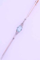 Lot 1955 - ART DECO AQUAMARINE AND DIAMOND BAR BROOCH...