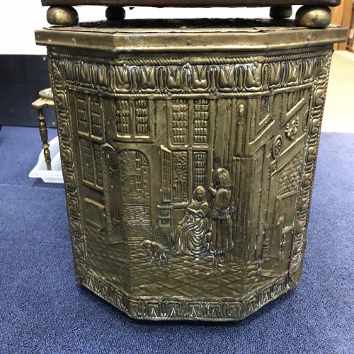 Lot 81 - TWO BRASS COAL BOXES along with a trench art...