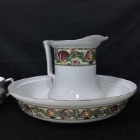 Lot 83 - CHAMBER POT AND PITCHER SET along with flower...