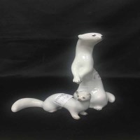 Lot 119 - TWO RUSSIAN PORCELAIN FIGURES OF STOATS