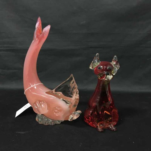 Lot 136 - LOT OF ART GLASS ANIMALS along with other...