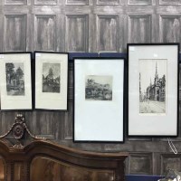 Lot 143 - FOUR SIGNED PRINTS to include one of a castle...