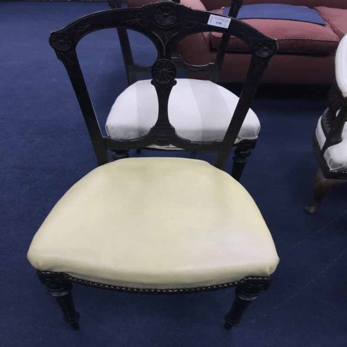 Lot 150 - PAIR OF EBONISED DRAWING ROOM CHAIRS