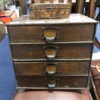 Lot 160 - OAK FILING DRAWERS together with a small box...