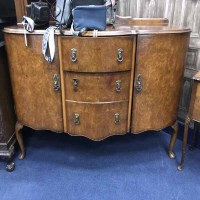 Lot 165 - WALNUT DINING SUITE OF SIDEBOARD, TABLE AND...