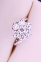 Lot 1968 - DIAMOND CLUSTER RING set with seven diamonds,...