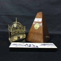 Lot 329 - VINTAGE METRONOME AND A SMALL BRASS LANTERN...