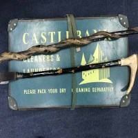 Lot 393 - HORN HANDLED CROP along with a snake carved...