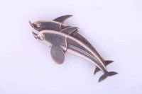 Lot 2004 - GEORG JENSEN DOLPHIN MOTIF SILVER BROOCH...