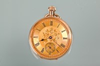 Lot 1042 - NINE CARAT GOLD OPEN FACED POCKET WATCH the...