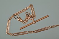 Lot 1074 - NINE CARAT GOLD ALBERT CHAIN with alternating...