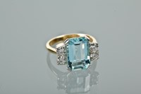 Lot 1107 - AQUAMARINE AND DIAMOND DRESS RING with a large...