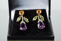 Lot 1152 - CITRINE, PERIDOT, DIAMOND AND AMETHYST...