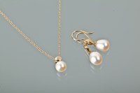 Lot 1156 - PEARL AND DIAMOND PENDANT ON CHAIN set with a...