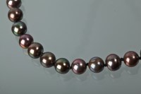 Lot 1170 - BLACK PEARL NECKLACE formed by spherical black...