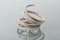 Lot 1176 - IMPRESSIVE WOVEN SILVER SERPENT BANGLE the...