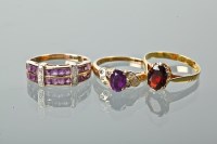 Lot 1203 - GROUP OF THREE GEM SET RINGS comprising of two...