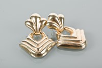 Lot 1232 - LARGE PAIR OF FOURTEEN CARAT GOLD DROP...