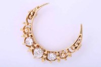 Lot 2053 - FINE DIAMOND CRESCENT MOTIF BROOCH set with...