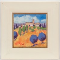 Lot 1819 - * EMILIO FAZZI, PAESE IN COLMA oil on canvas...