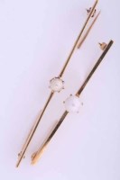 Lot 2055A - TWO NINE CARAT GOLD PEARL SET BAR BROOCHES...