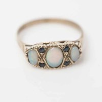 Lot 2056A - VICTORIAN OPAL AND SAPPHIRE RING set with...