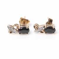 Lot 2059A - PAIR OF SAPPHIRE AND DIAMOND STUD EARRINGS...