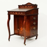 Lot 219 - VICTORIAN INLAID ROSEWOOD DAVENPORT DESK with...