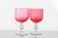 Lot 220 - PAIR OF VICTORIAN CRANBERRY GLASS MARRIAGE...