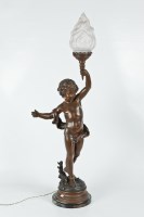 Lot 230 - EARLY 20TH CENTURY SPELTER FIGURAL TABLE LAMP...