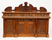 Lot 238 - VICTORIAN FLORAL CARVED SIDEBOARD with raised...